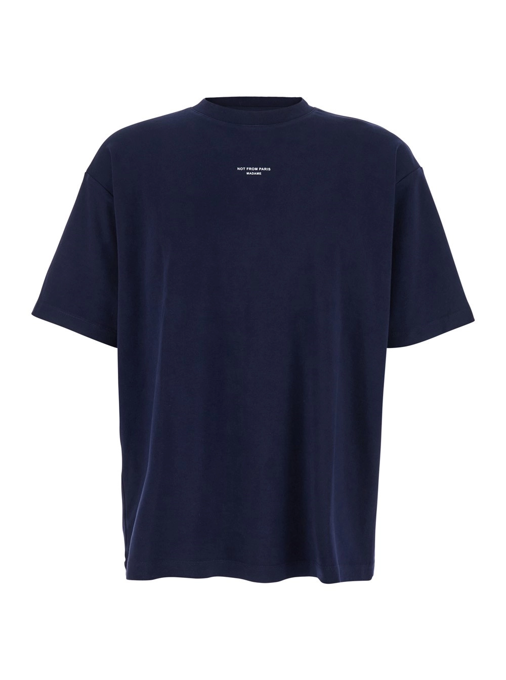 Drôle de monsieur T-Shirt 'Le T-Shirt Slogan Classique' Girocollo con Dettaglio Stampa Slogan sul Fronte in Cotone Blu Uomo