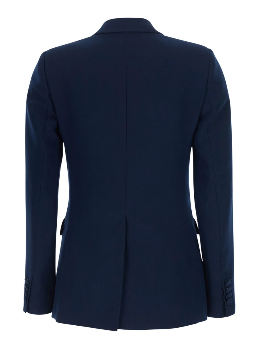 Leplain Giacca Doppiopetto con Revers a Lancia in Tessuto Blu Donna, view 2