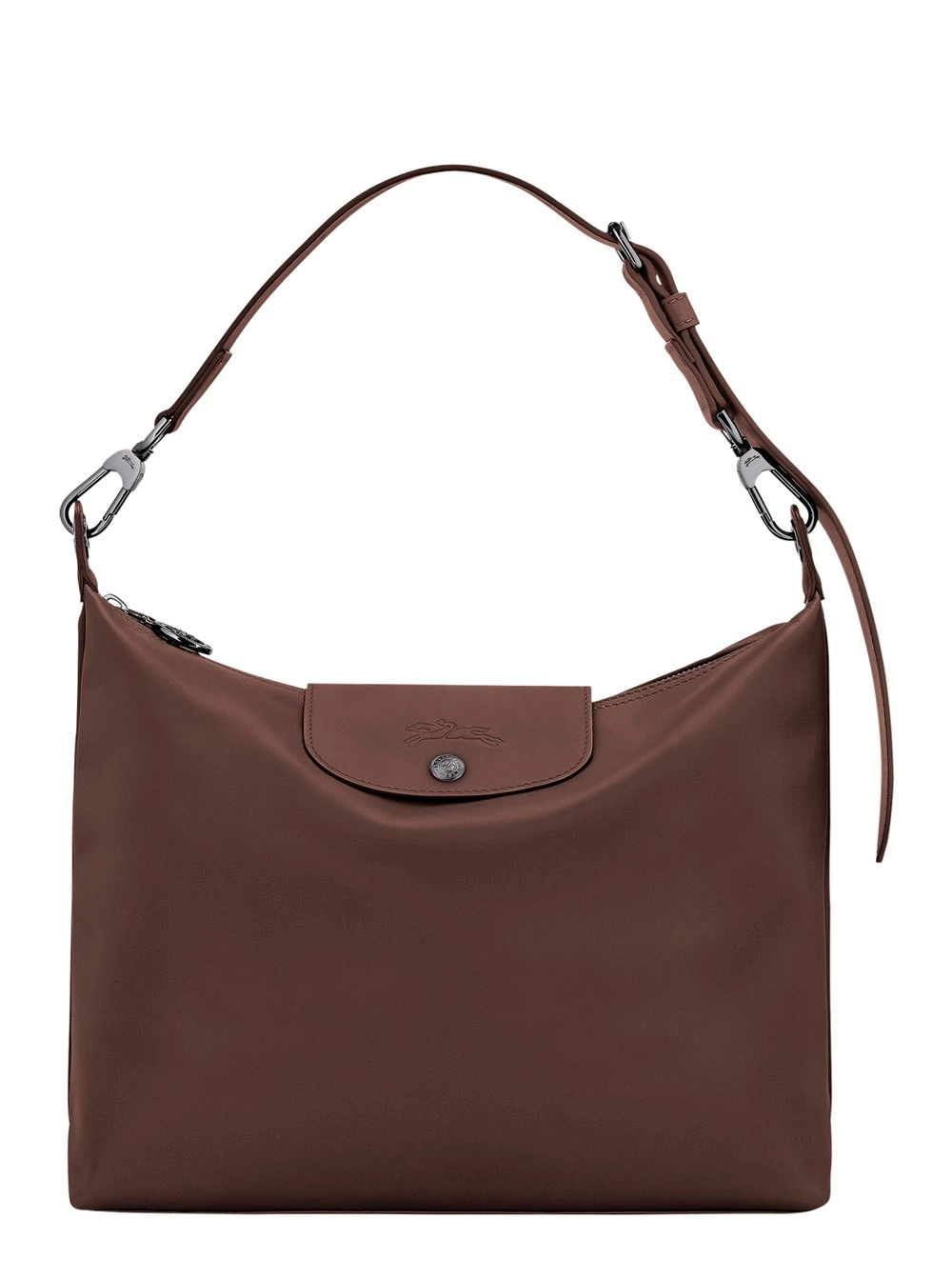 Longchamp Borsa a Spalla 'Le Pilage Xtra' Media con Tracolla Regolabile e Removibile e Logo Impresso sul Fronte in Pelle Marrone Donna