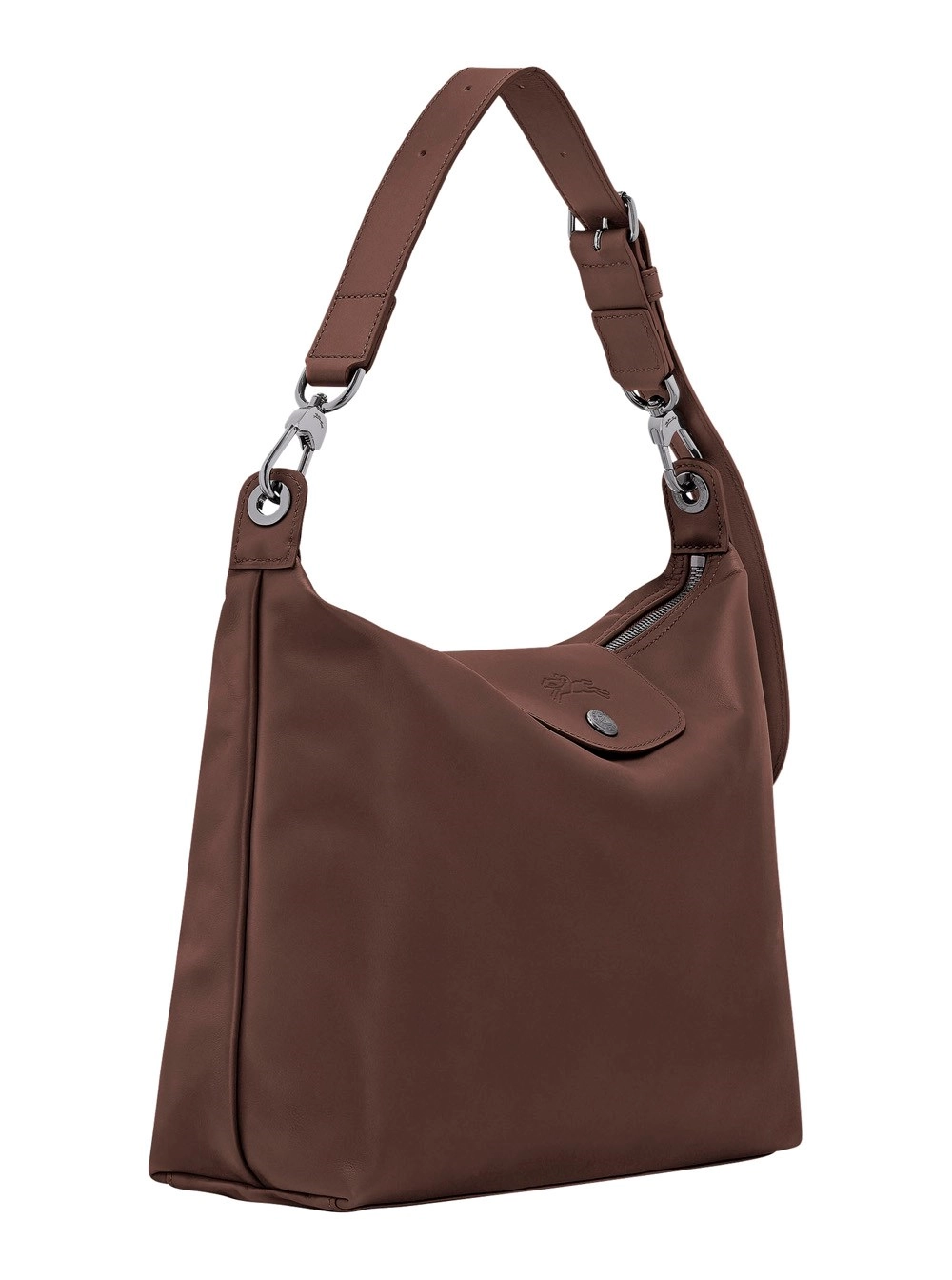 Longchamp Borsa a Spalla 'Le Pilage Xtra' Media con Tracolla Regolabile e Removibile e Logo Impresso sul Fronte in Pelle Marrone Donna, view 2