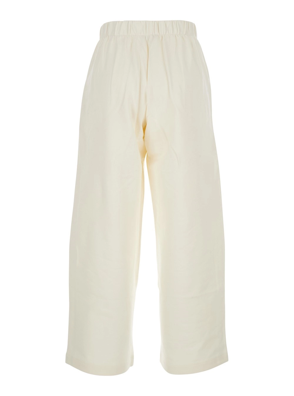 Max Mara Pure Pantaloni con Vita Elasticizzata in Misto Seta e Cotone Bianchi Donna, view 2