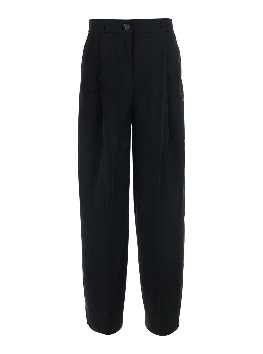 Toteme Pantaloni con chiusura con bottone e zip sul fronte e singola pence sul fronte in cotone neri donna