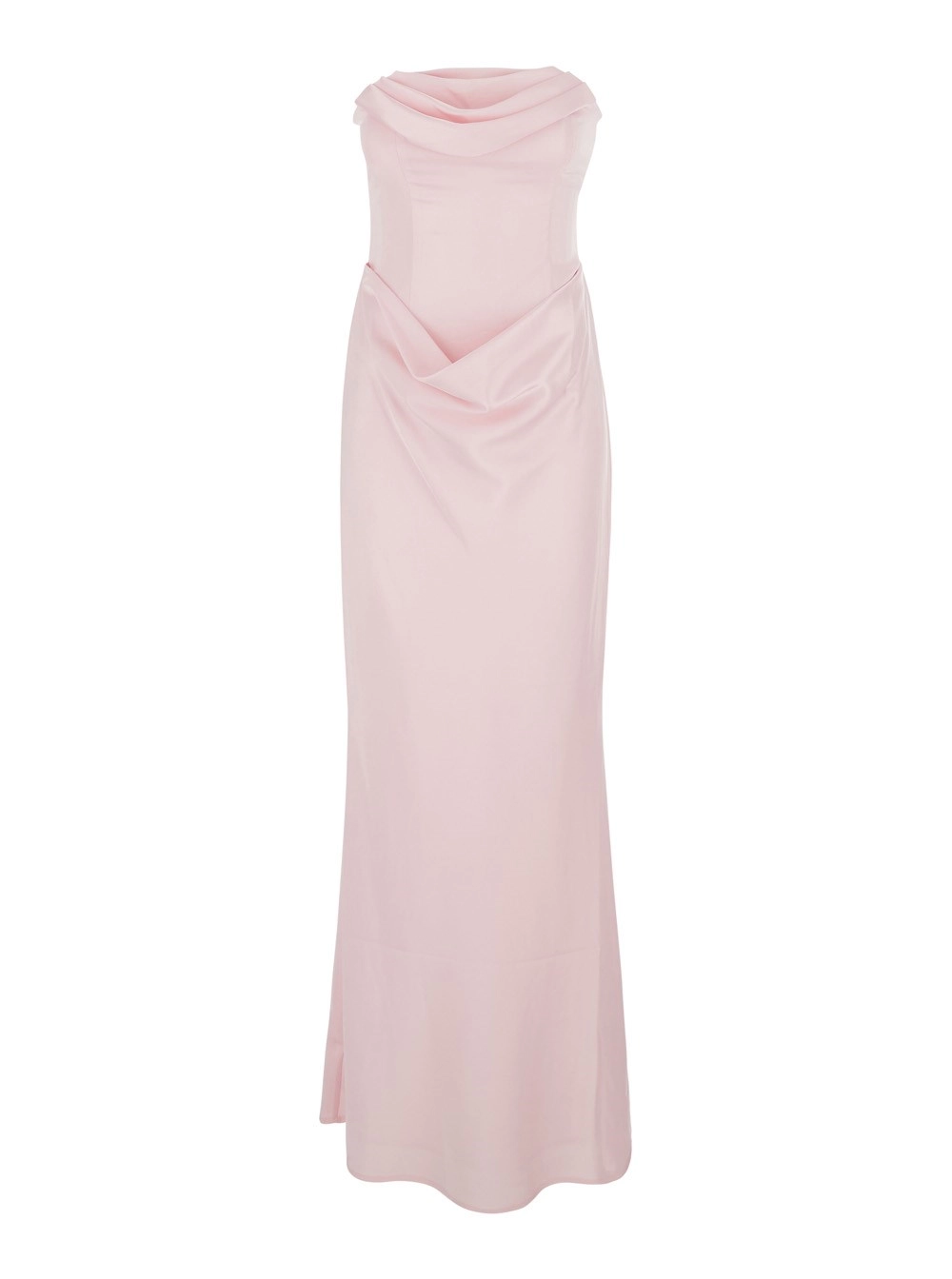 Rotate Abito lungo smanicato con drappeggio in tessuto tecnico rosa donna
