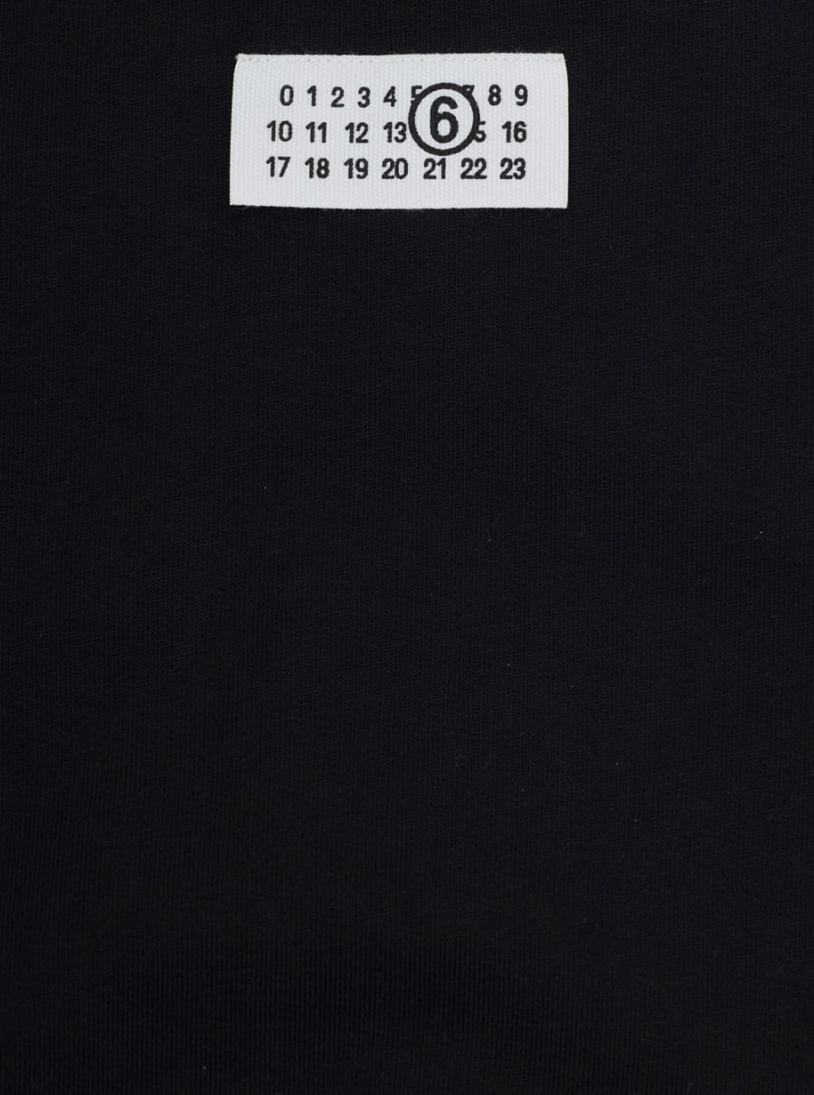 Mm6 maison margiela kids Felpa con collo rotondo e logo sul fronte in cotone nera per bambino, view 3