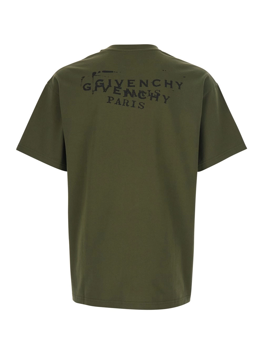 Givenchy T-Shirt con Logo sul Fronte e sul Retro in Cotone Verde Uomo, view 2