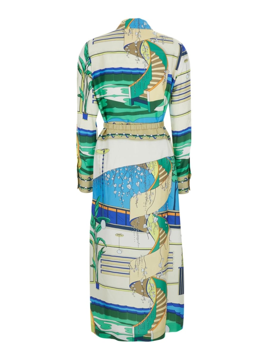 Tory Burch Abito lungo con cintura in vita e stampa all-over in seta multicolor  donna, view 2