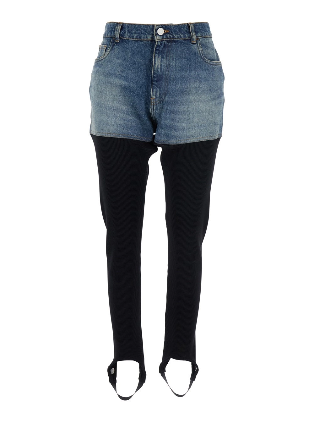Coperni Pantaloni con Leggins a Coste e Placca Logo sul Retro in Cotone Multicolor Donna
