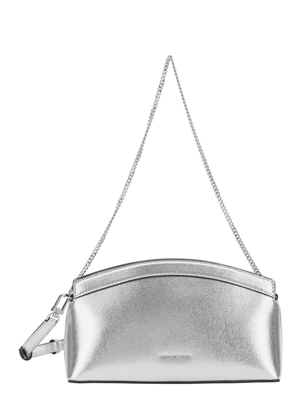 Michael michael kors Borsa a Tracolla 'ATHENA Piccola' con Tracolla a Catena e logo sul fronte in Pelle Effetto Metallico Color Argento Donna