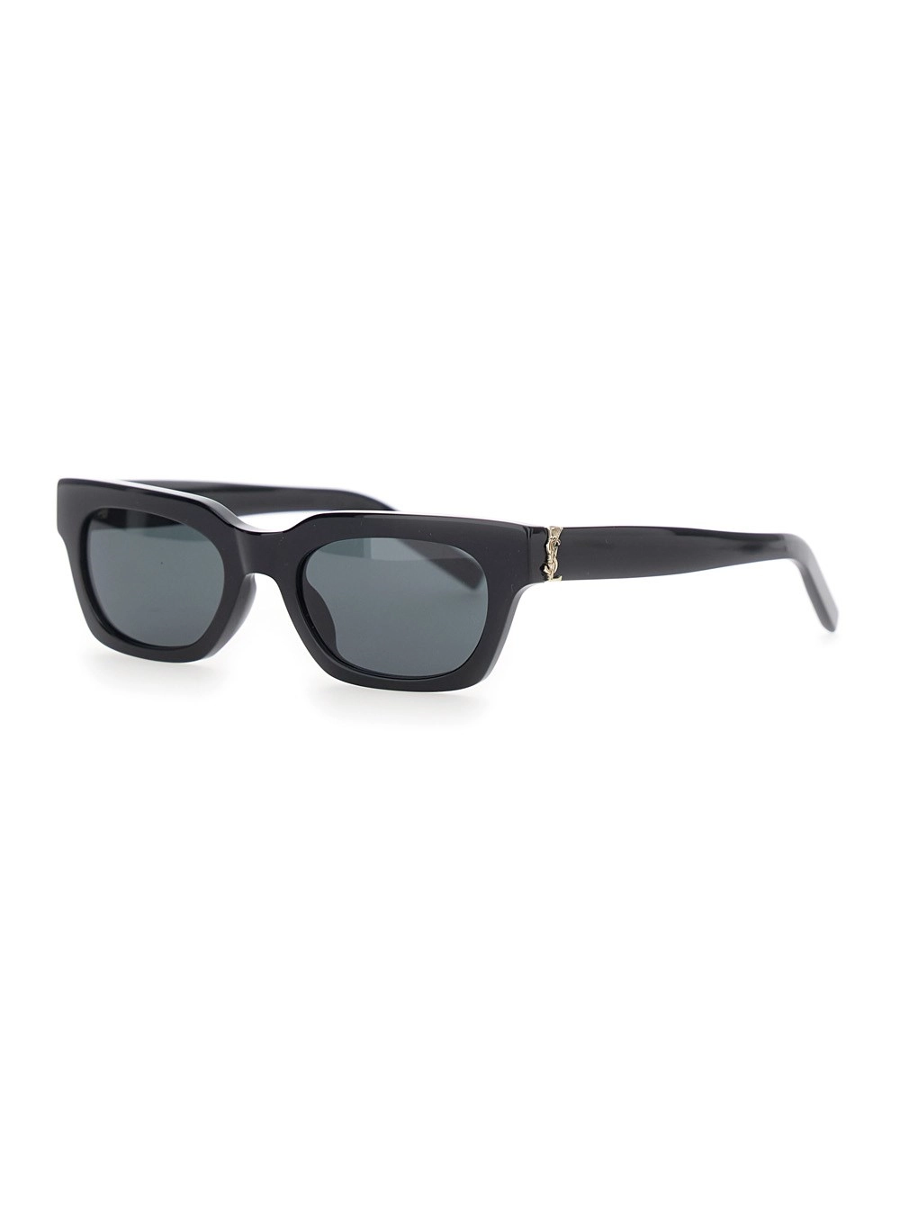 Saint Laurent Occhiali da Sole 'Wellington' con Cassandre sulle Aste in Acetato Neri Donna