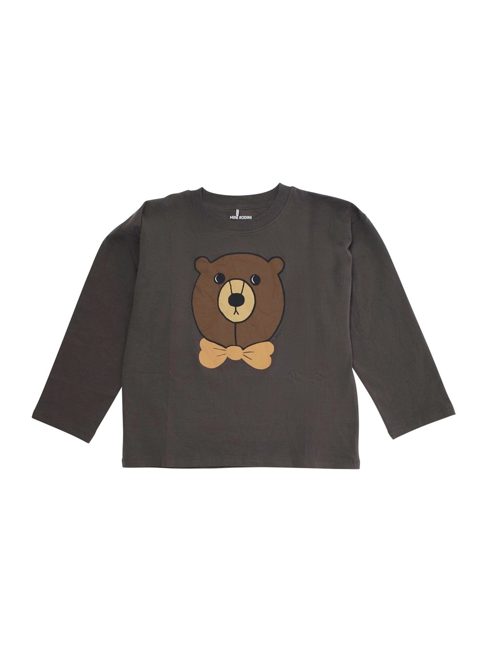 Mini rodini kids Maglia Girocollo con Stampa sul Fronte in Cotone Grigia Bambino