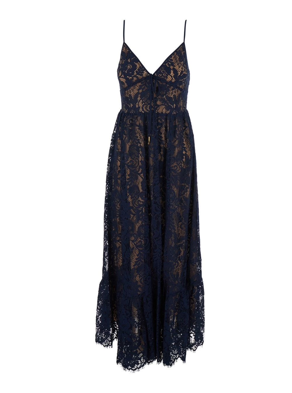 Michael michael kors Abito lungo blu con scollo a V e design in pizzo in misto cotone donna