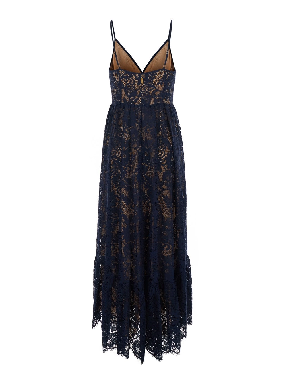 Michael michael kors Abito lungo blu con scollo a V e design in pizzo in misto cotone donna, view 2