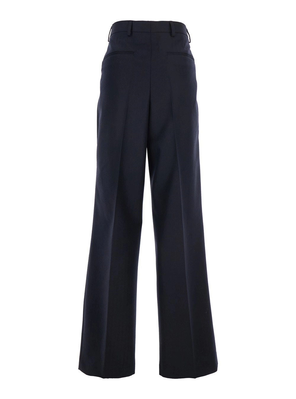 Dries Van Noten Pantalone 'Portias' con Gamba Ampia e Due Tasche a FIletto sul Retro in Lana Blu Donna, view 2