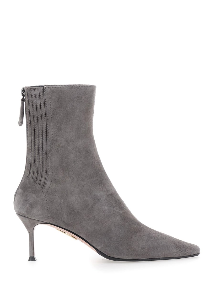 Aquazzura Stivaletti 'Saint Honore' con Tacco Alto a Spillo in Pelle Scamosciata Grigi Donna