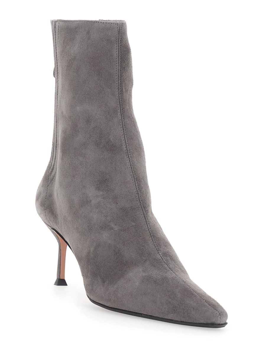 Aquazzura Stivaletti 'Saint Honore' con Tacco Alto a Spillo in Pelle Scamosciata Grigi Donna, view 2