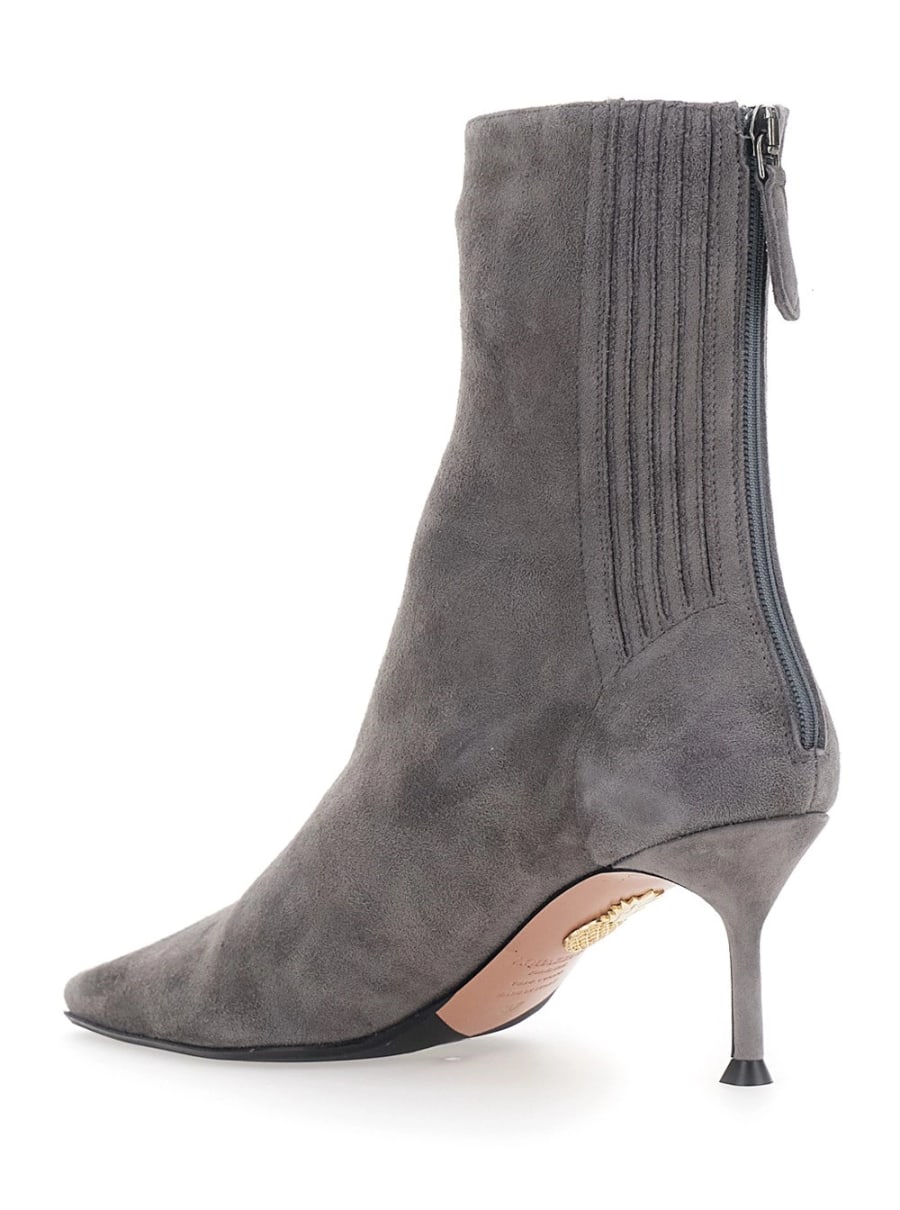 Aquazzura Stivaletti 'Saint Honore' con Tacco Alto a Spillo in Pelle Scamosciata Grigi Donna, view 3