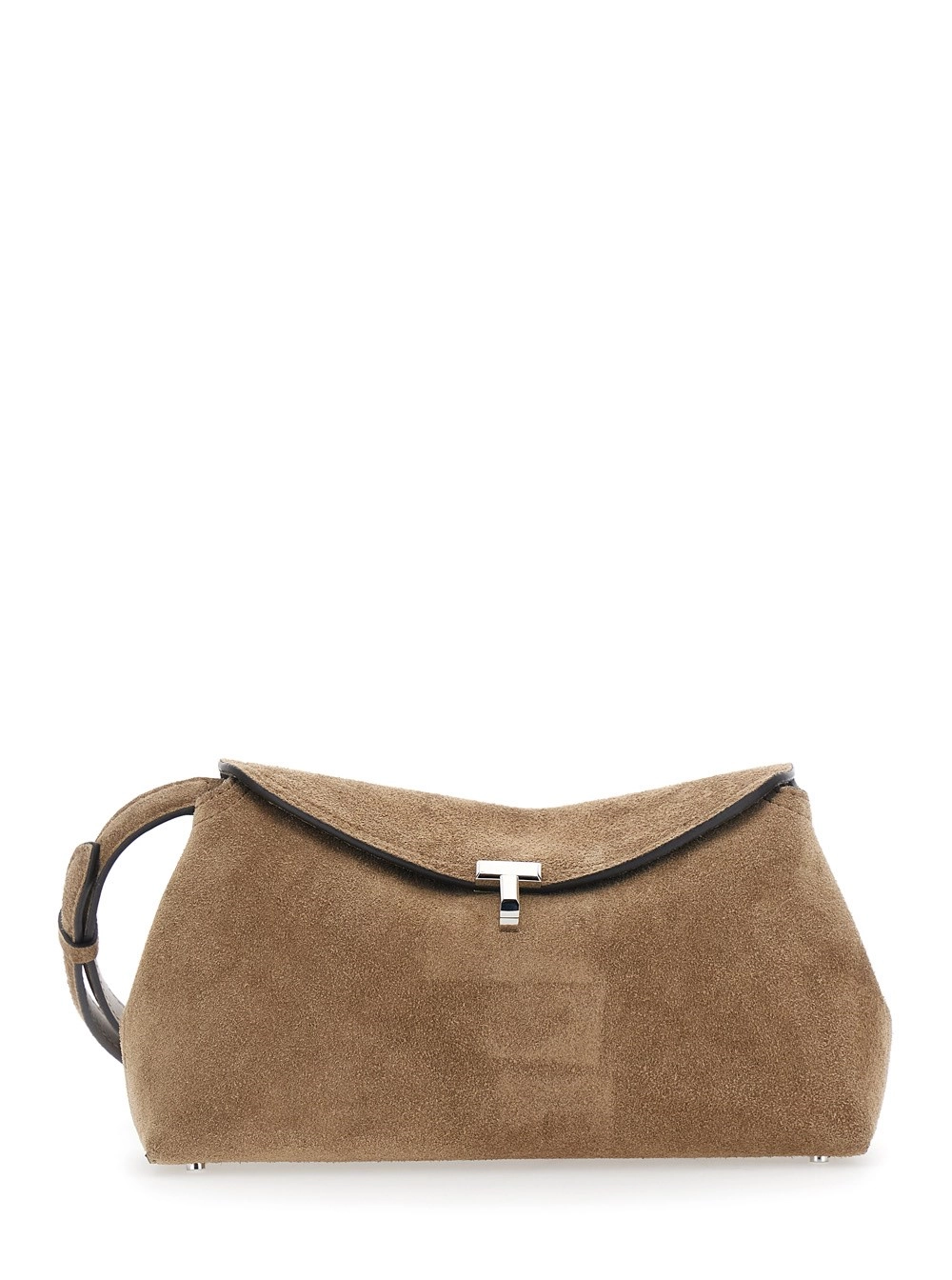 Toteme Borsa a Tracolla 'T-Lock' con Chiusura a T in Suede Beige Donna