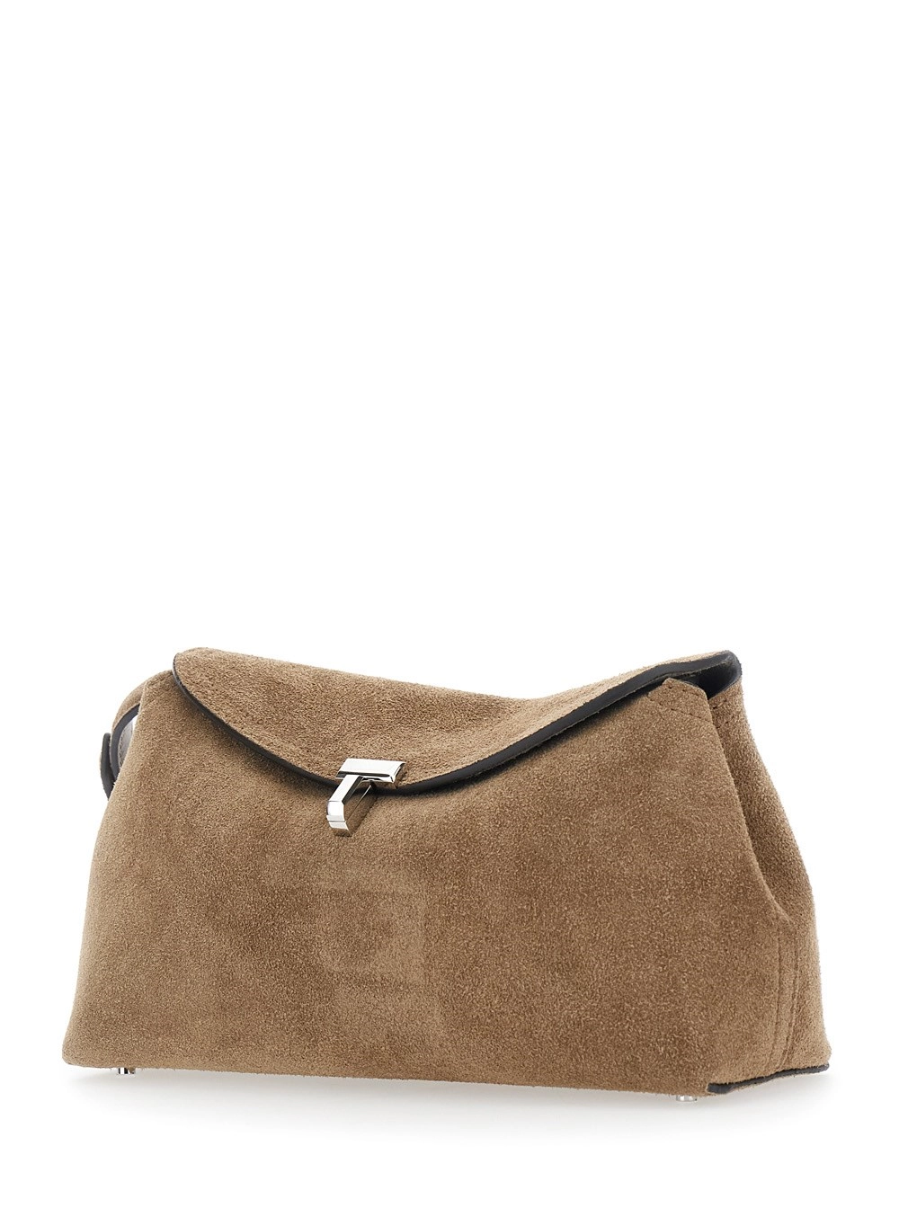 Toteme Borsa a Tracolla 'T-Lock' con Chiusura a T in Suede Beige Donna, view 2