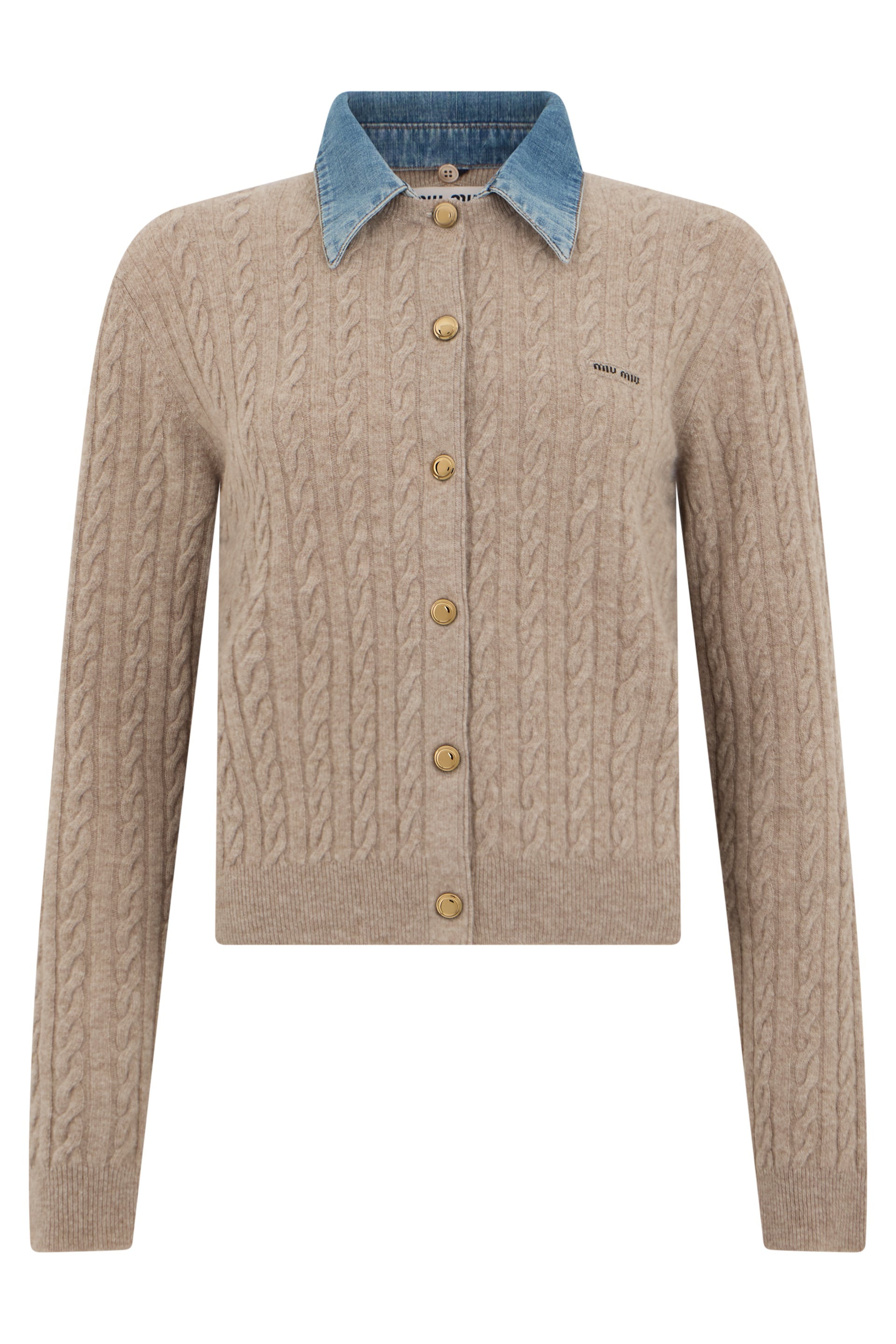 Miu Miu Cardigan con colletto in denim