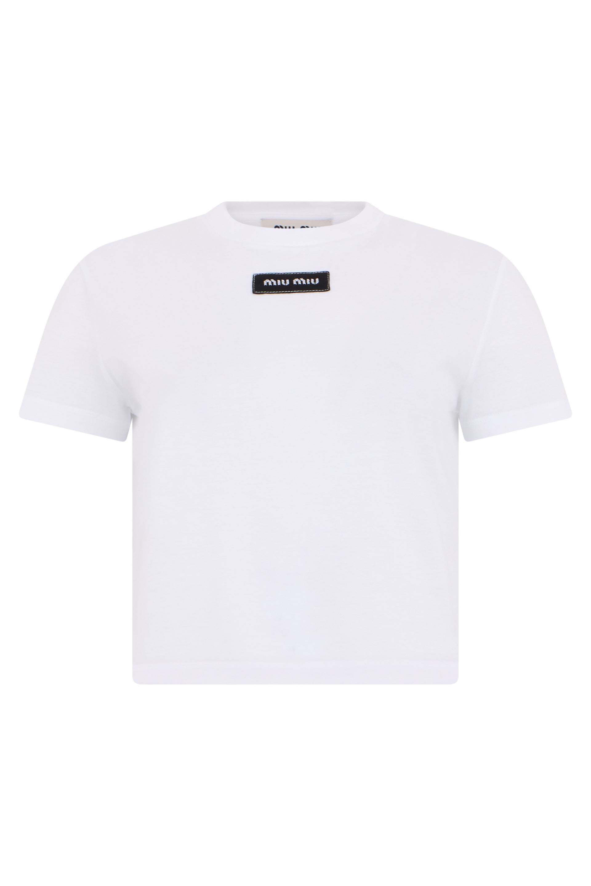 Miu Miu T-shirt cropped con logo