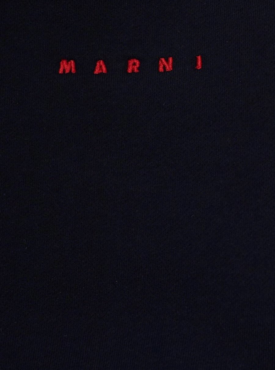 Marni kids Felpa con logo lettering sul fronte e chiusura con zip in Cotone Blu Bambina, view 3