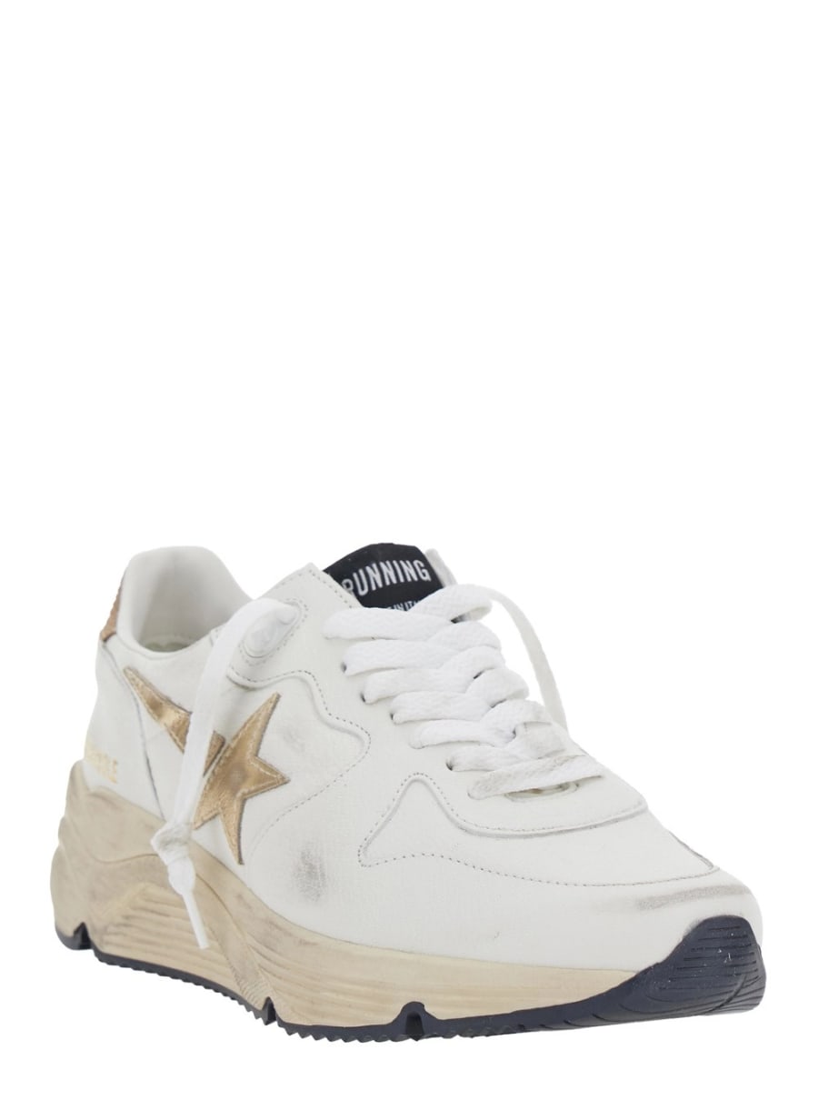 Golden Goose Sneaker 'Running Sole' con Dettaglio Star Laterale in Misto Pelle Bianche Donna, view 2