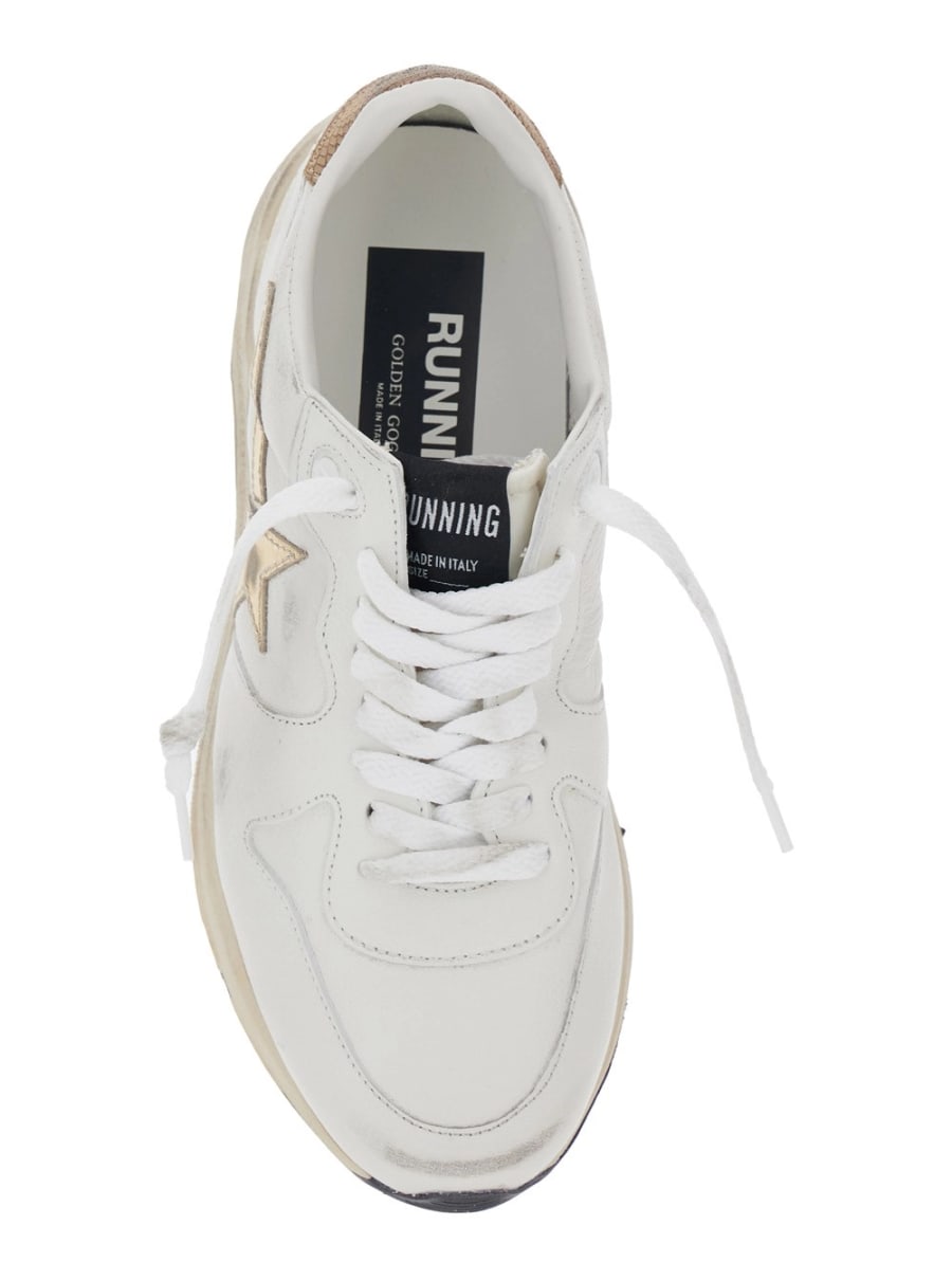 Golden Goose Sneaker 'Running Sole' con Dettaglio Star Laterale in Misto Pelle Bianche Donna, view 4