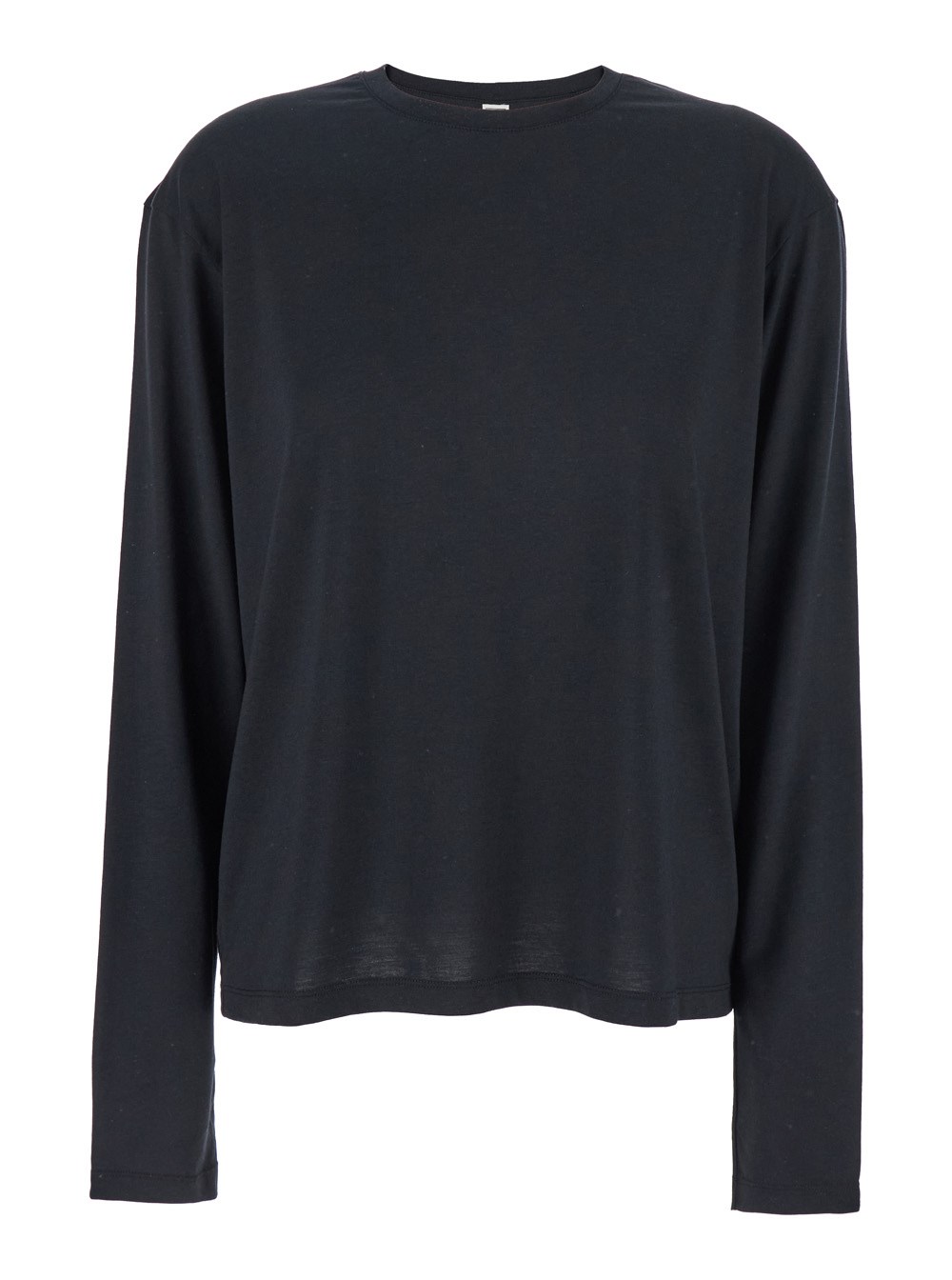 Toteme T-Shirt 'Classic' Girocollo con Maniche Lunghe in Misto Cotone Nera Donna