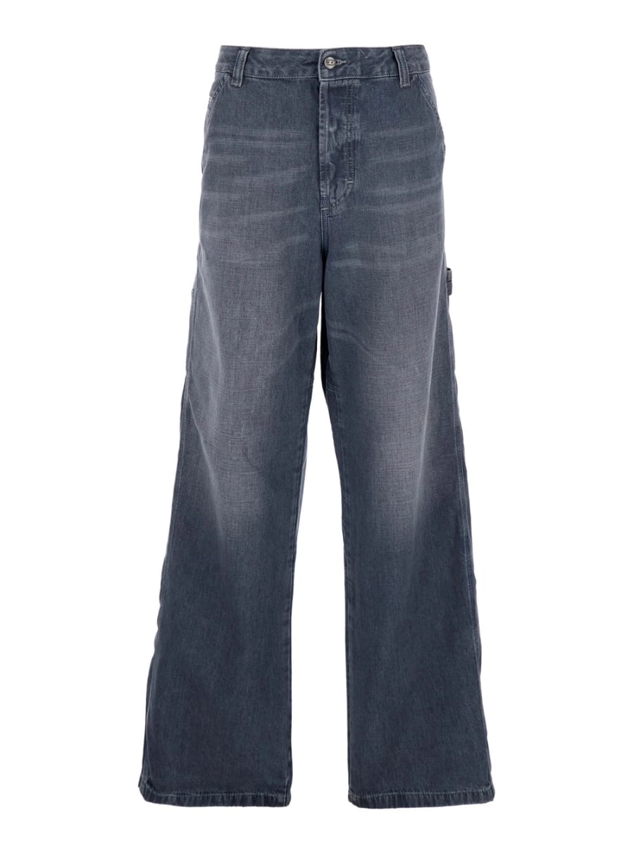 Diesel Jeans a cinque tasche con oatch logo sul retro in denim grigi uomo