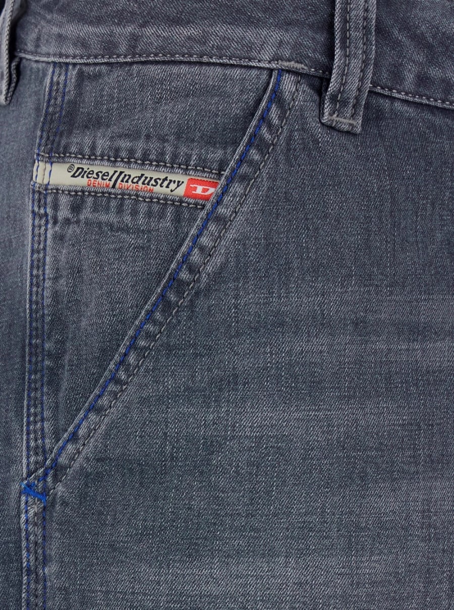 Diesel Jeans a cinque tasche con oatch logo sul retro in denim grigi uomo, view 3