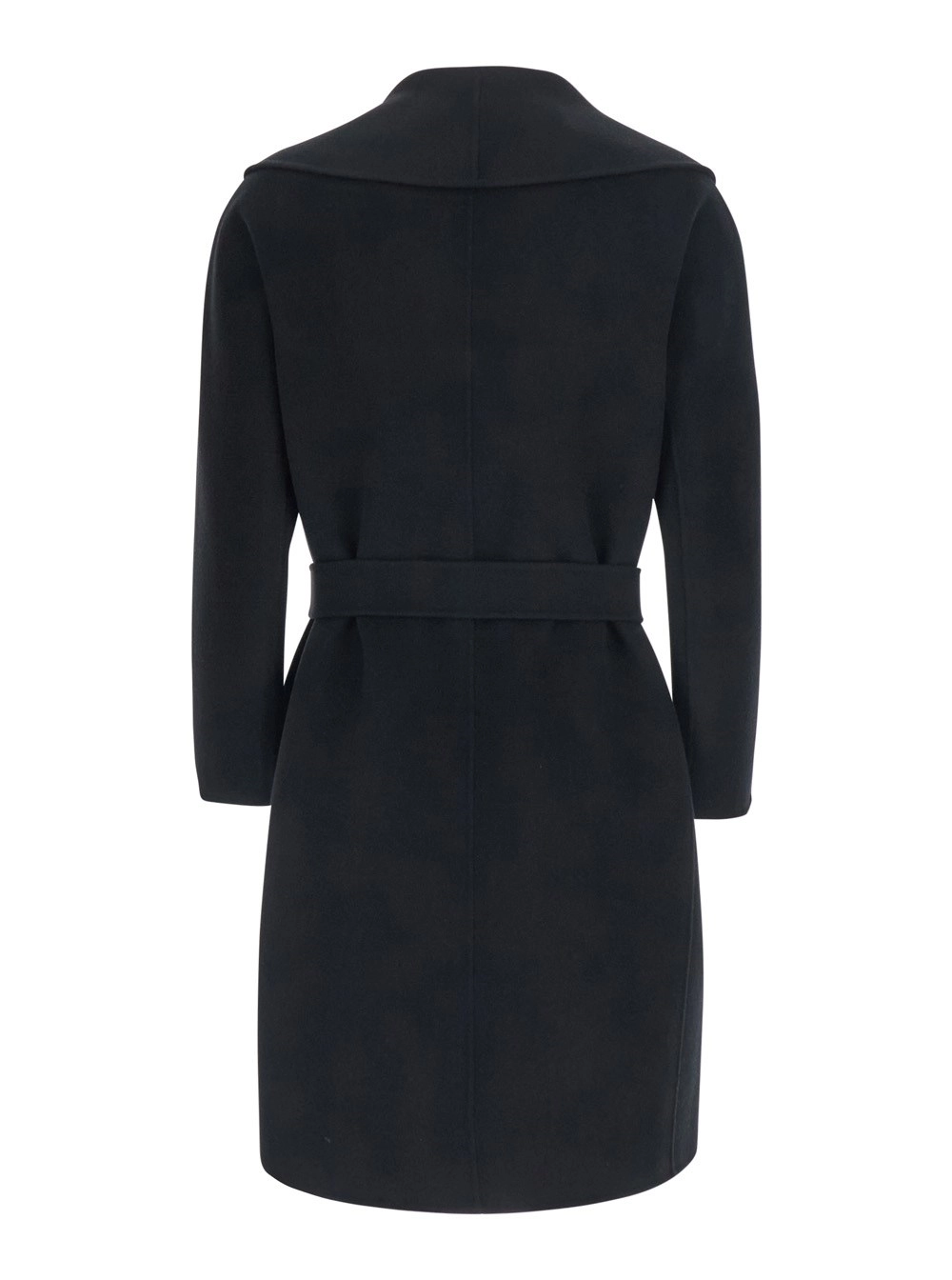 'S Max Mara Cappotto 'Messi' con Chiusura con Cintura sul Fronte in Lana Nero Donna, view 2