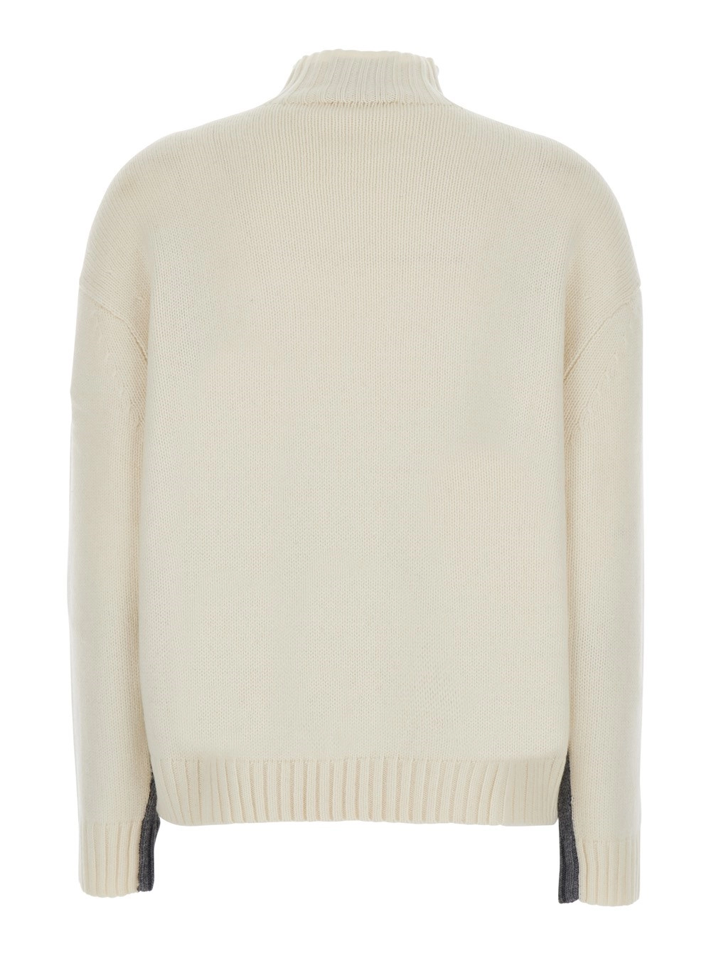 Semicouture Maglione con collo alto e design bicolore in lana e cashmere Grigio e bianco Donna, view 2