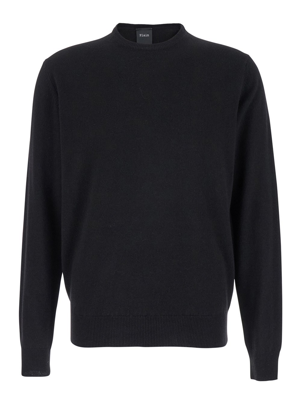 Leplain Maglia Girocollo con maniche lunghe in misto lana merino e seta nera uomo