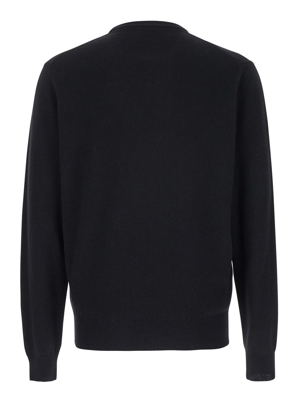 Leplain Maglia Girocollo con maniche lunghe in misto lana merino e seta nera uomo, view 2