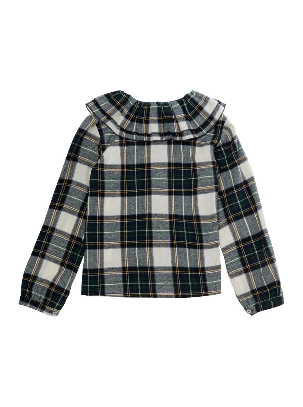 Nanan kids Blusa con motivo a righe all-over in cotone verde per bambina, view 2