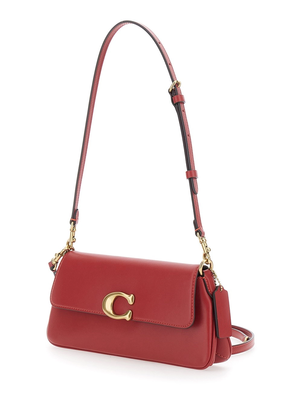 Coach Borsa a Tracolla con Placca Logo sul Fronte e Tracolla Regolabile e Removibile in Pelle Rossa Donna, view 2