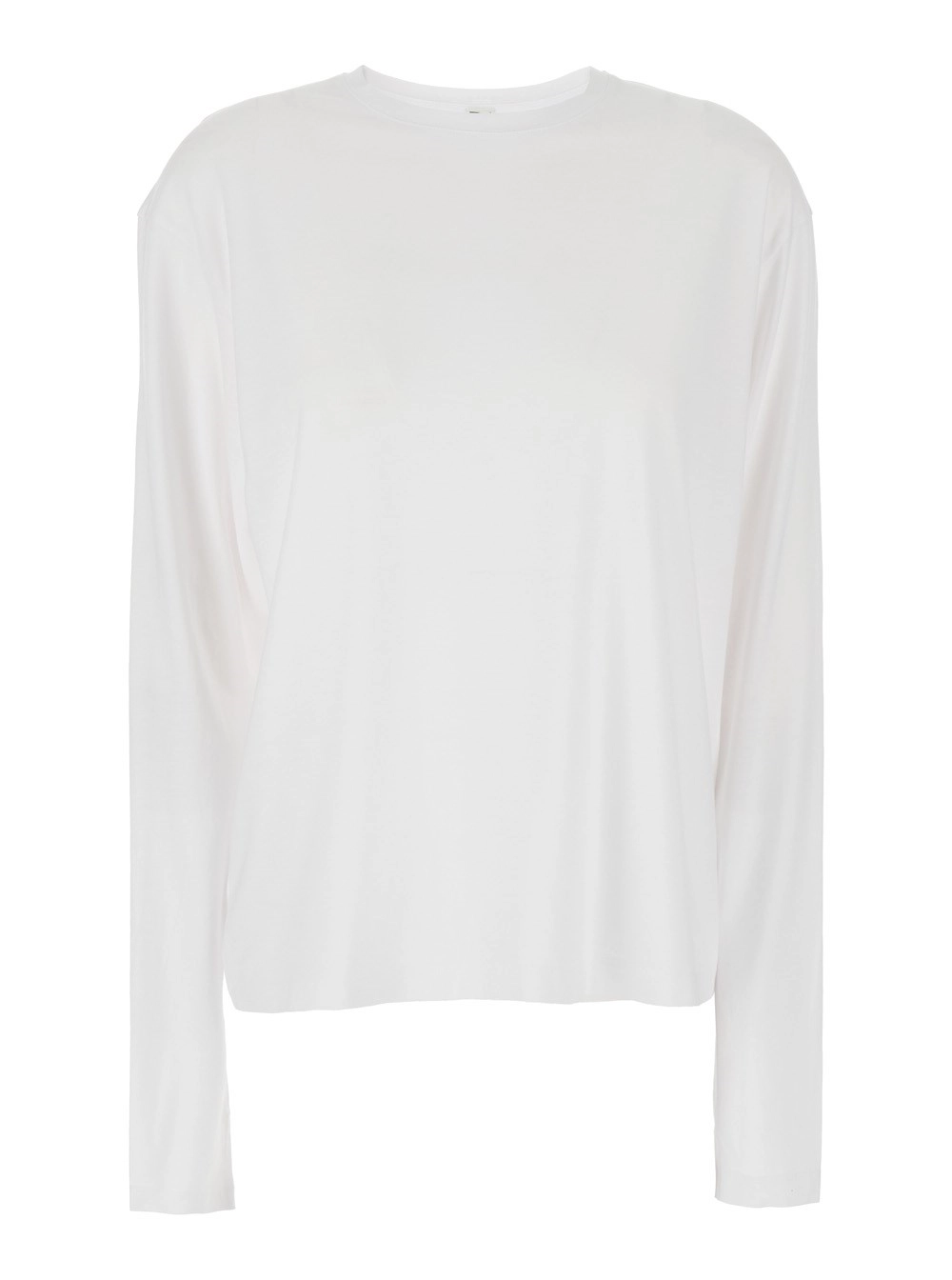 Toteme Tshirt Classic long-sleeve tee con maniche lunghe e tessuto in Lyocell e Cotone bianco donna