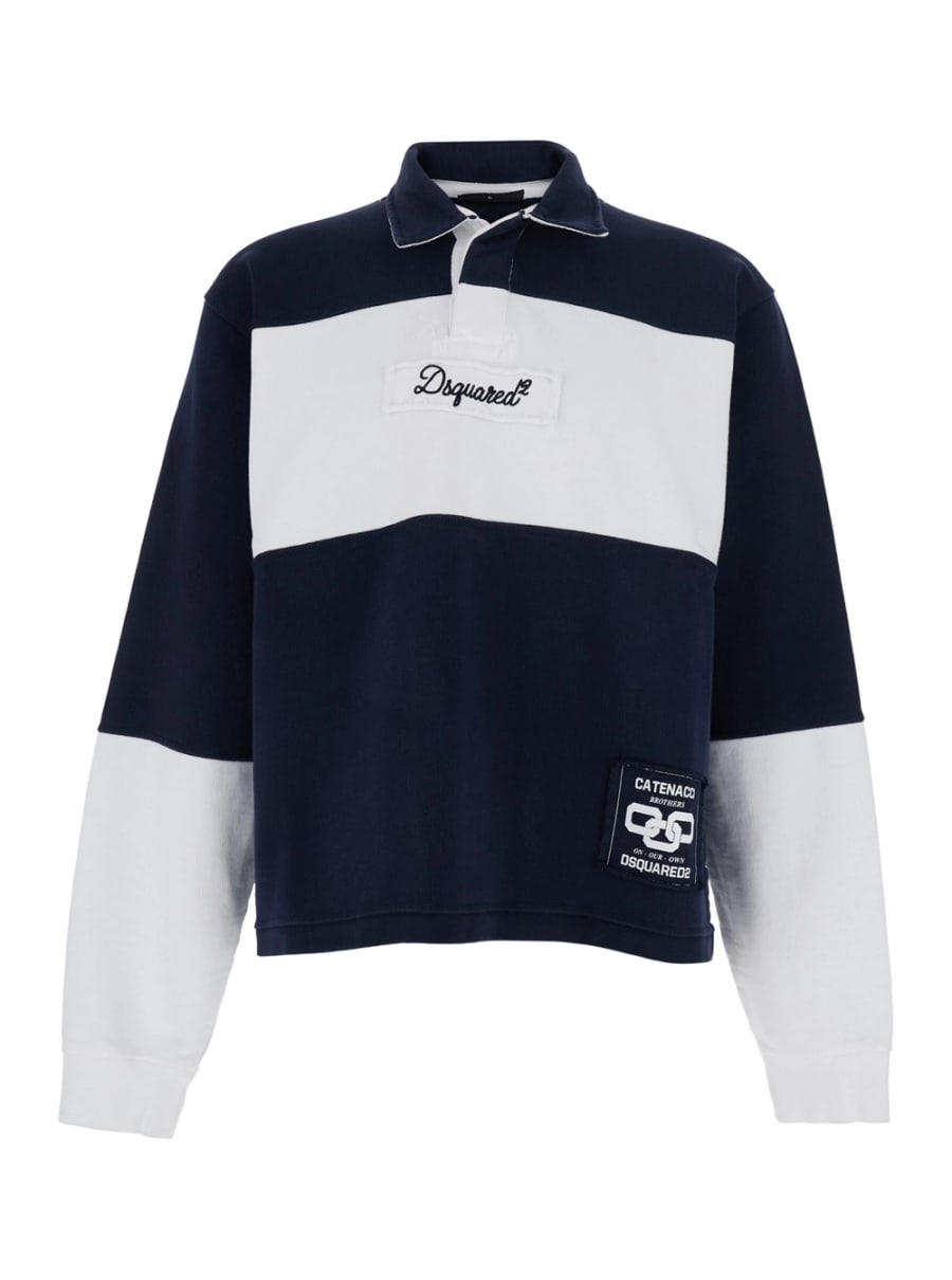 Dsquared2 Maglia con Colletto stile Polo e Patch Logo sul Fronte in Cotone Multicolor Uomo