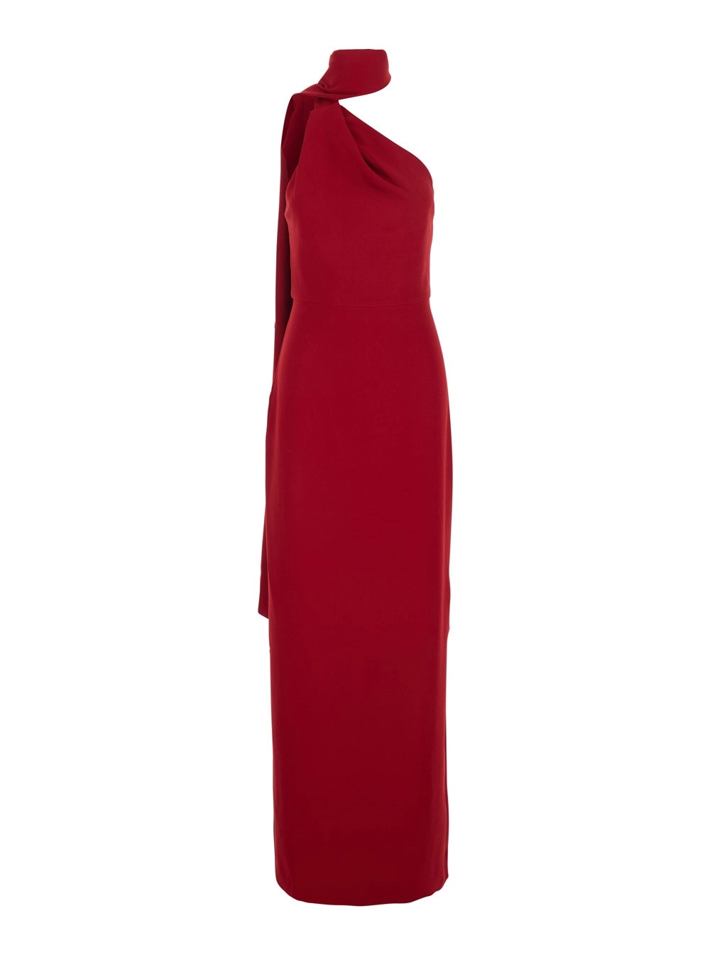 Solace london Abito Lungo 'Demi' con Design Monospalla e Spacco sul Retro in Tessuto Rosso Donna