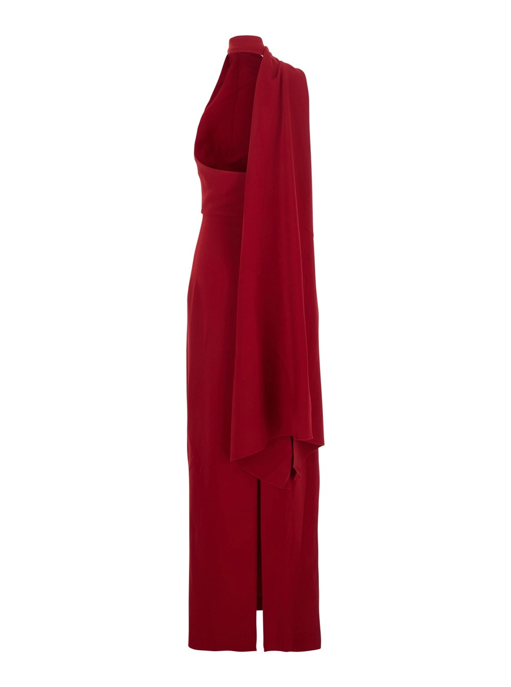 Solace london Abito Lungo 'Demi' con Design Monospalla e Spacco sul Retro in Tessuto Rosso Donna, view 2