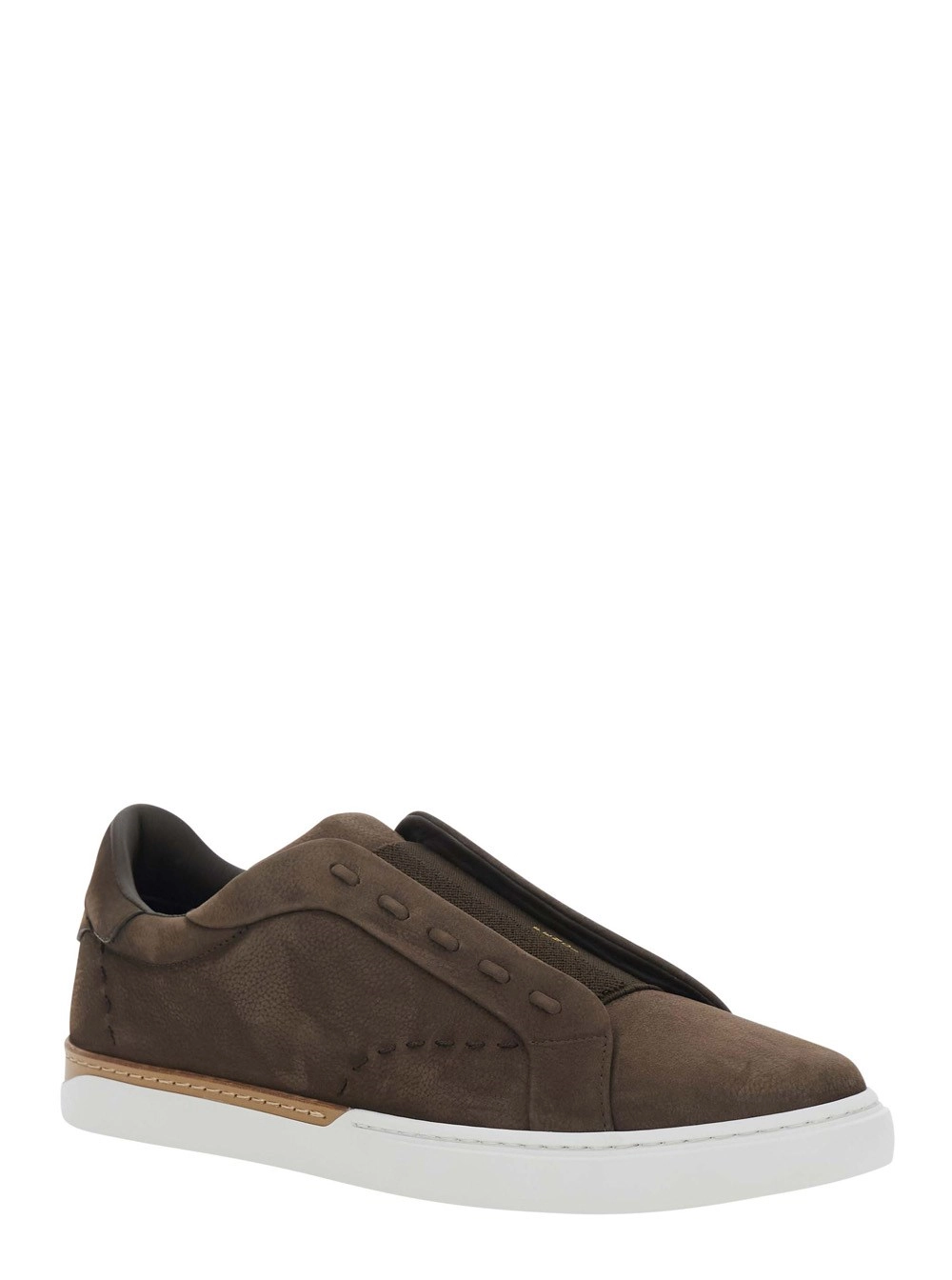 Fendi Sneakers 'City' con design slip-on e logo lettering in pelle marroni uomo, view 2