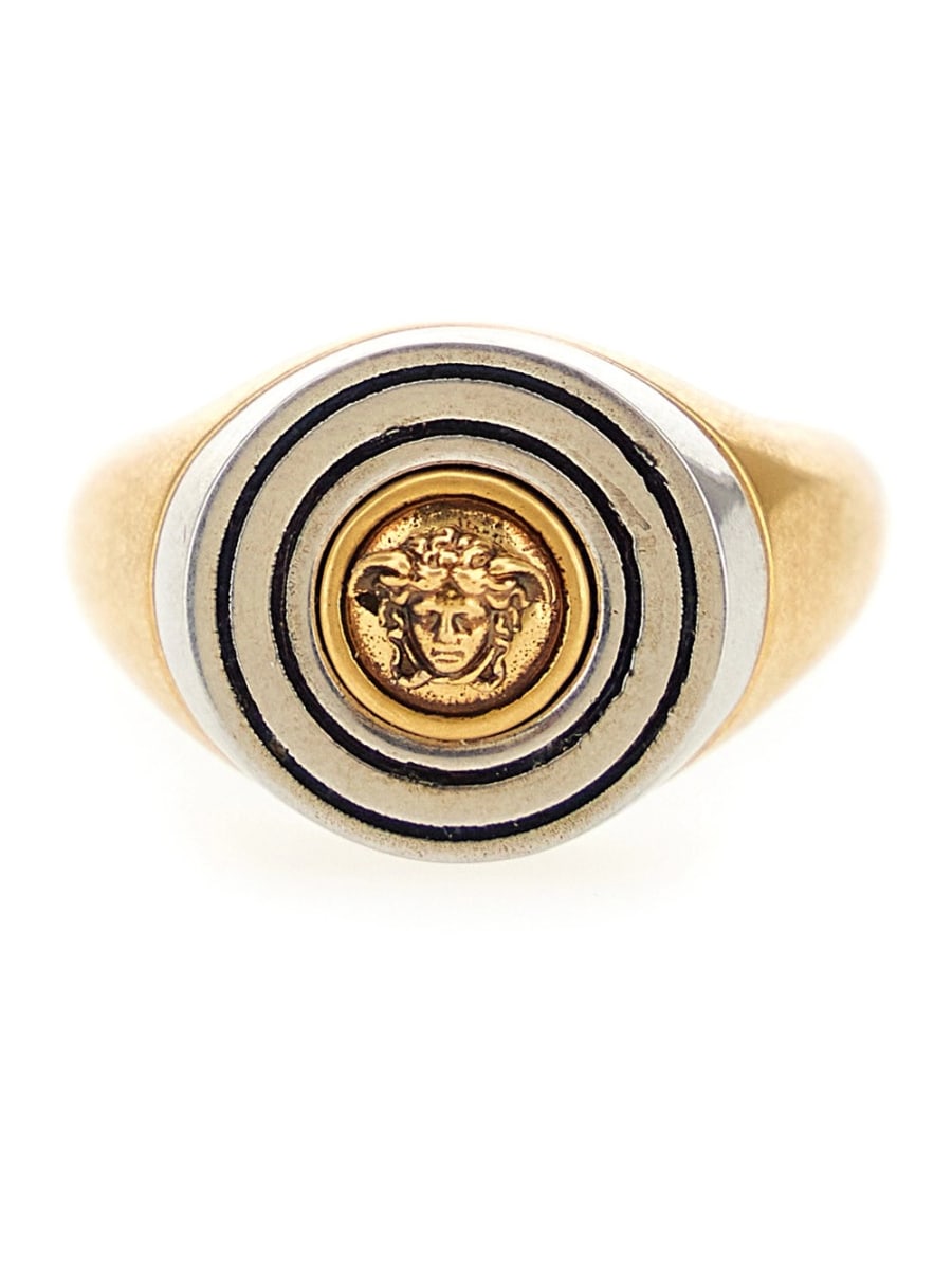 Versace Anello con Testa di Medusa incisa in ottone color oro uomo
