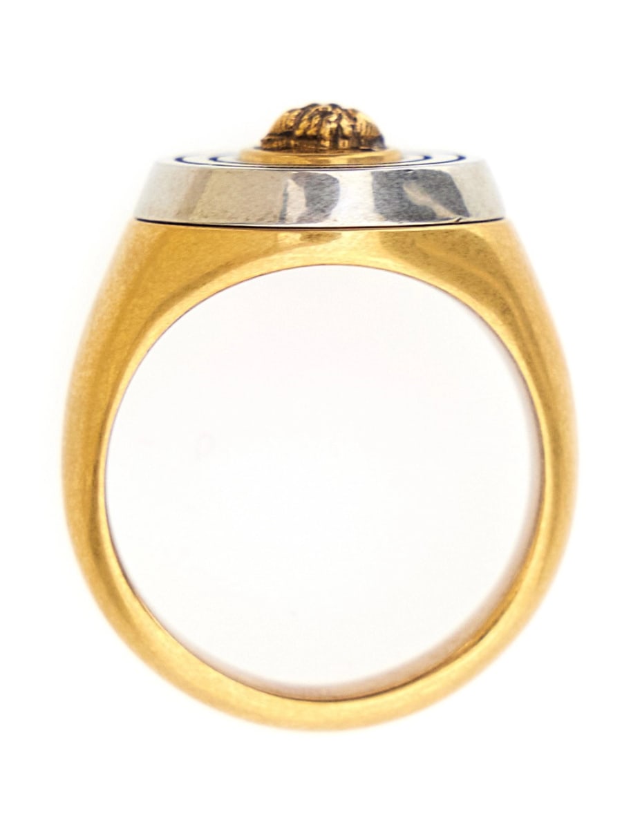 Versace Anello con Testa di Medusa incisa in ottone color oro uomo, view 2