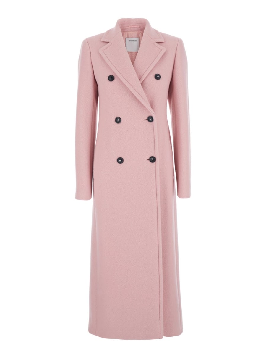 Sportmax Cappotto con Chiusura Doppiopetto in Lana Vergine Rosa Donna
