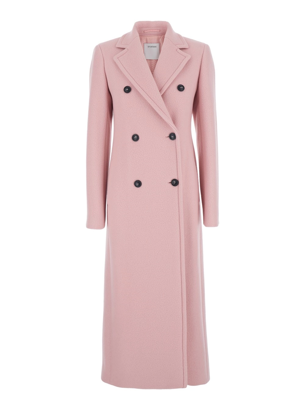 Sportmax Cappotto con Chiusura Doppiopetto in Lana Vergine Rosa Donna