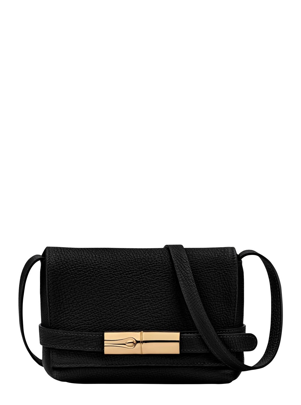 Longchamp Borsa a Tracolla 'Le Smart Flow' con Placca sul Fronte e Tracolla Regolabile in Pelle Nera Donna