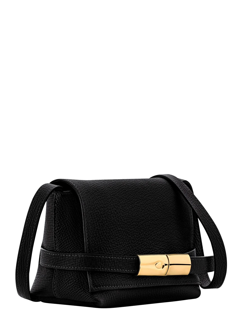 Longchamp Borsa a Tracolla 'Le Smart Flow' con Placca sul Fronte e Tracolla Regolabile in Pelle Nera Donna, view 2