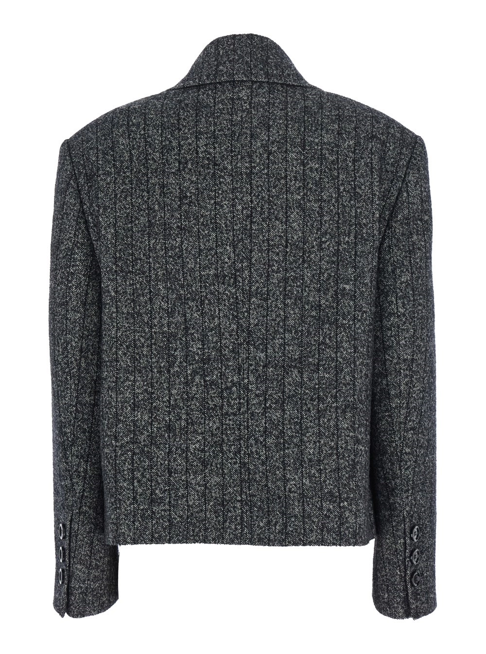 Dolce & Gabbana Giacca Doppiopetto con Revers Classici in Misto Lana Grigia Donna, view 2