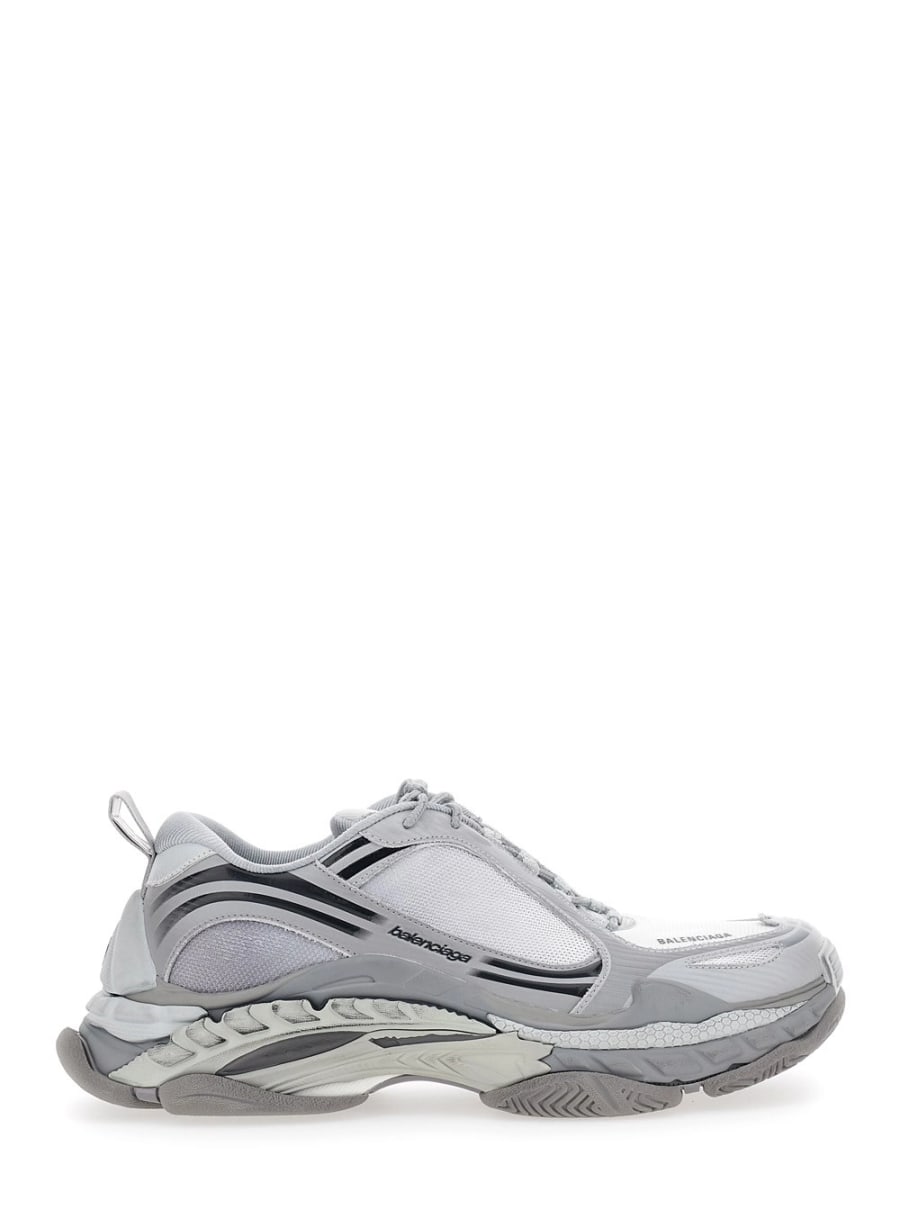 Balenciaga Sneakers 'TRIPLE-S 2' con Logo sul fronte e sul retro e Effetto Consumato in Pelle Grigie uomo