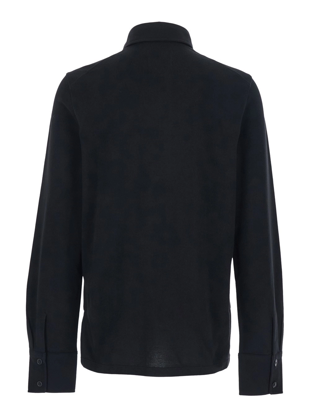 Vivienne Westwood Polo con maniche lunghe e Orb tono su tono sul fronte in cotone nera uomo, view 2